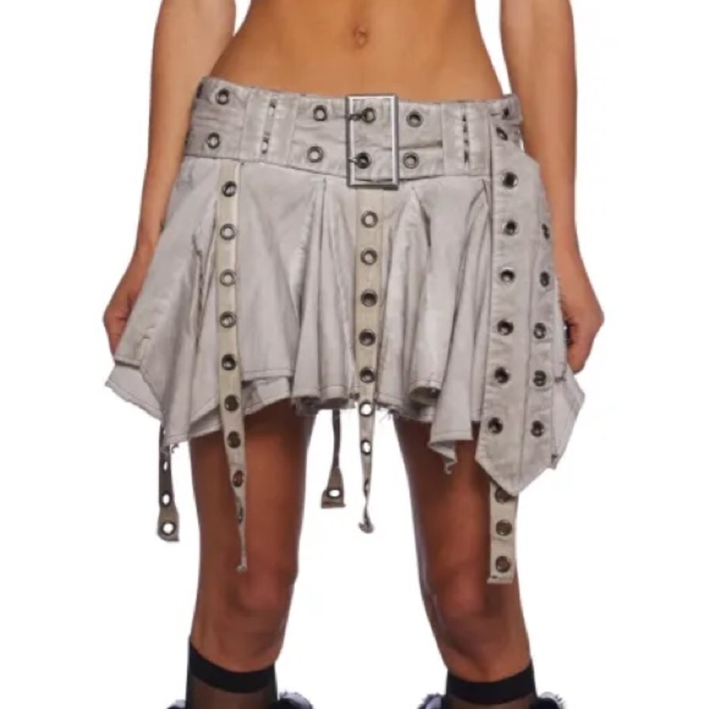 NWT BRAT Dolls Kill Crossfade Handkerchief Hem Skirt With Straps - Large
